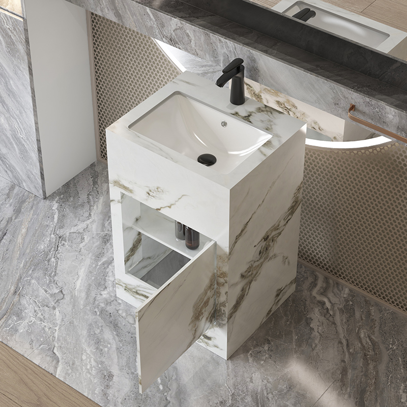 岩板立柱盆立柱式洗脸盆卫生间阳台陶瓷无缝落地洗手盆洗漱台定制