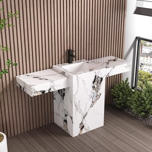 户外落地式岩板立柱盆可延伸台面