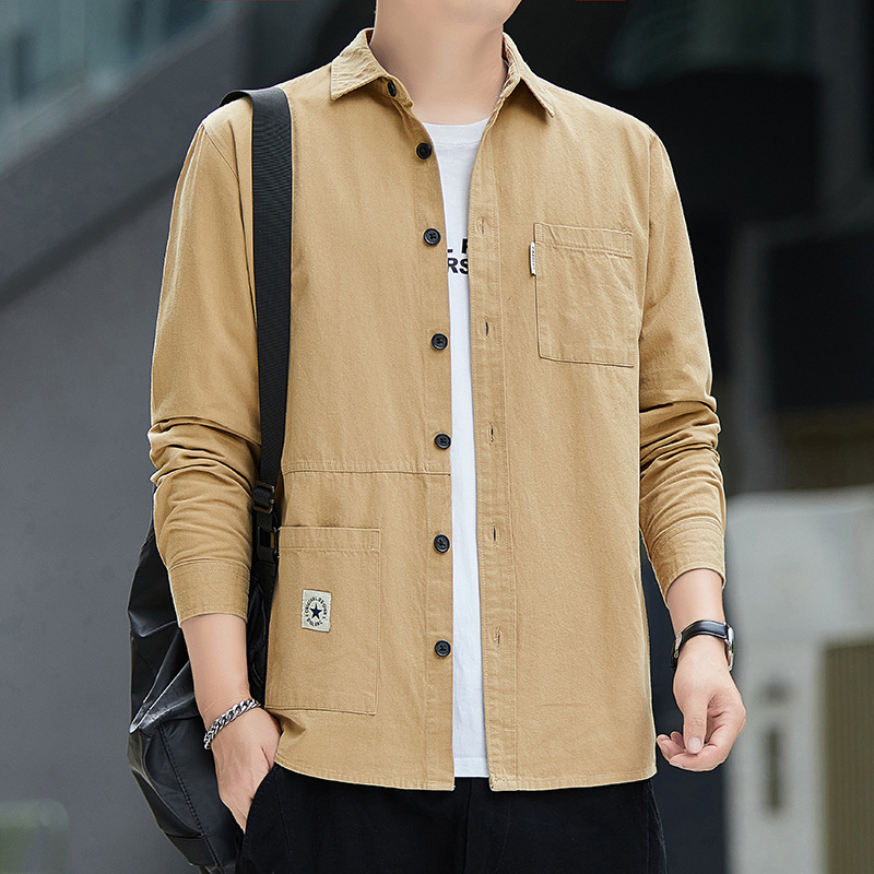 2025春秋款纯棉男士长袖衬衫休闲