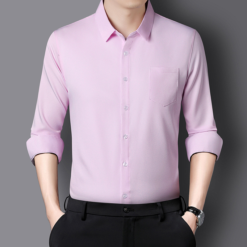 秋季新品男士长袖衬衫含蚕丝商务