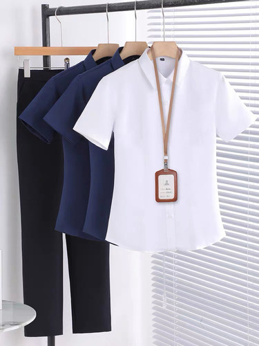 白色衬衫女2025新款高级感职业工作服面试正装短袖女士白衬衣工装