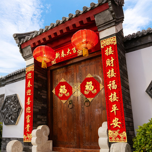 2026新款生意兴隆对联春联新年春节装饰用品大门对联纸质红底金字