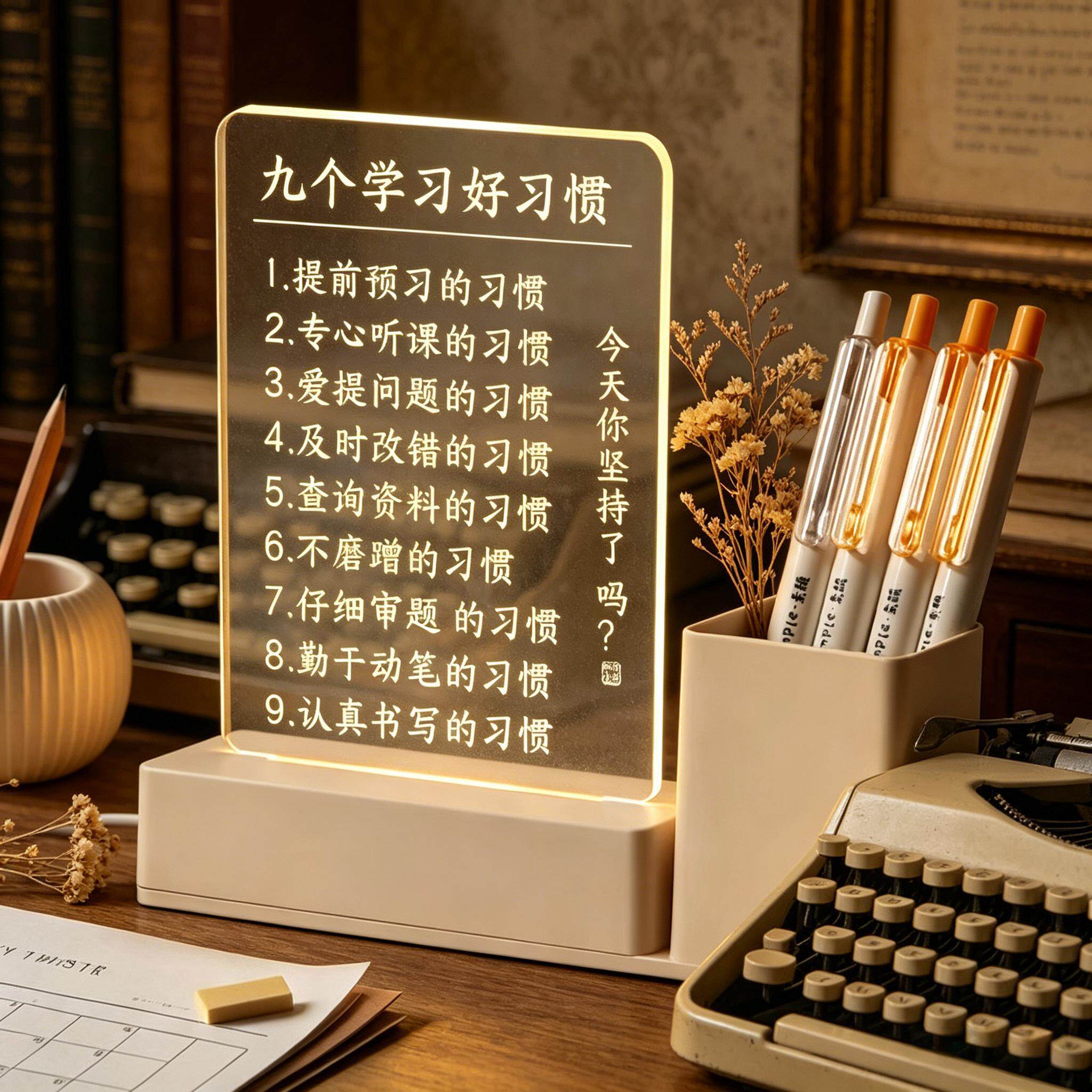 【笔筒小夜灯桌面摆件可定制】