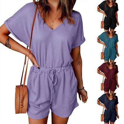 spring summer women jumpsuit casual ladies V neck clothes