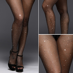 European American stockings thin sexy mesh diamond pantyhose