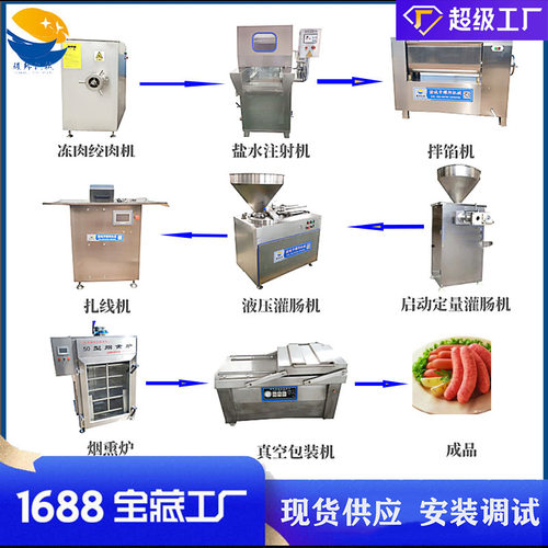 全套香肠加工生产线设备 食品厂台湾烤肠制作机器 成套红肠流水线