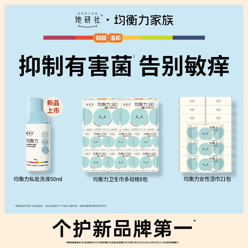 【抢！低至5折】她研社均衡力卫生巾姨妈巾弱酸抑菌干爽