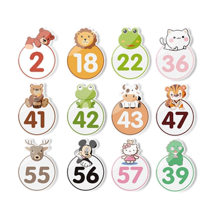 亚克力卡通号码数字挂件卡通创意标识牌桌号牌包厢餐桌柜子编号指示牌仓库浴室澡堂提示牌幼儿园课桌定制