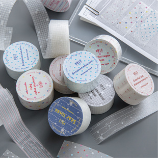 糖诗闪砂PET胶带 奶盐纪事 简约基础透明素材儿童手账diy装饰拼贴