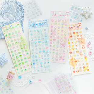 糖诗滴胶贴纸 饰拼贴画 奶油纽扣系列创意古早风百搭素材手帐diy装