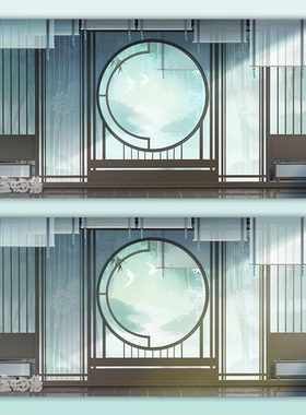 【虚物集】Q004vup主播直播UI背景古风成品动态场景【青玉案】
