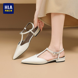 HLA/海澜之家法式尖头玛丽珍鞋2026夏季新款女平底单鞋配裙子女鞋