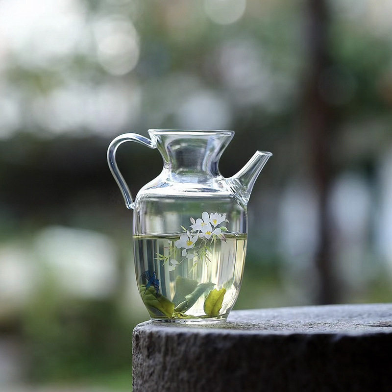 日式耐热玻璃茶壶小号绿茶花茶仿宋壶执壶公道杯球孔过滤家用