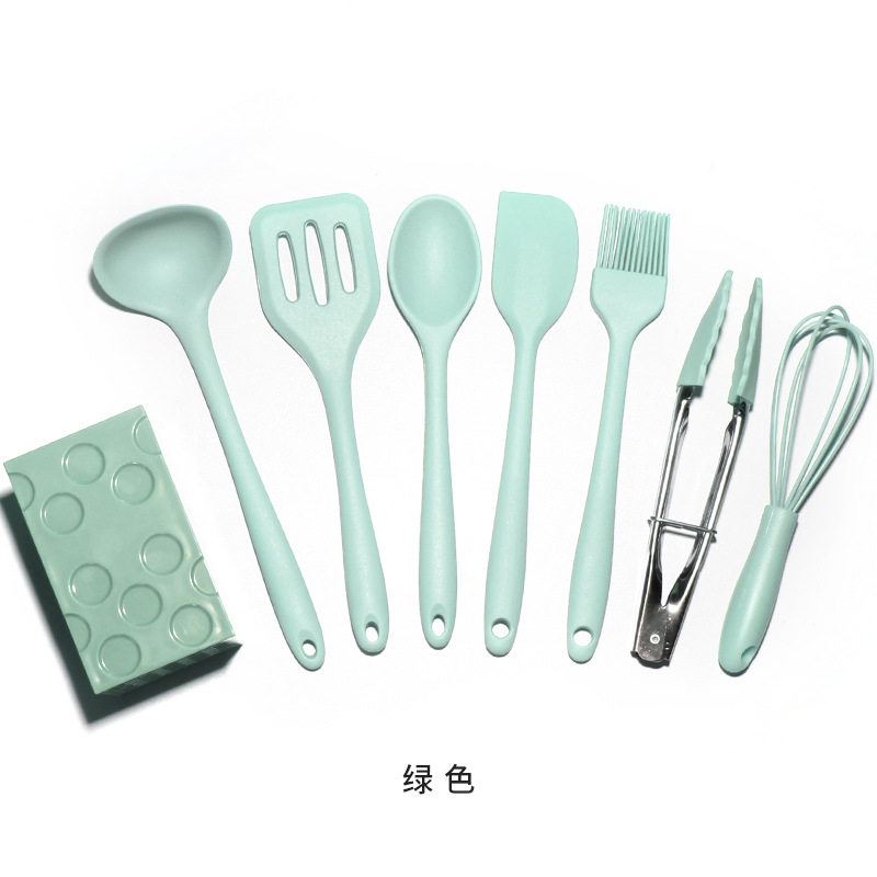 迷你硅胶厨具8件套小号辅食烹饪工具套装不粘锅锅铲汤勺厨房用具