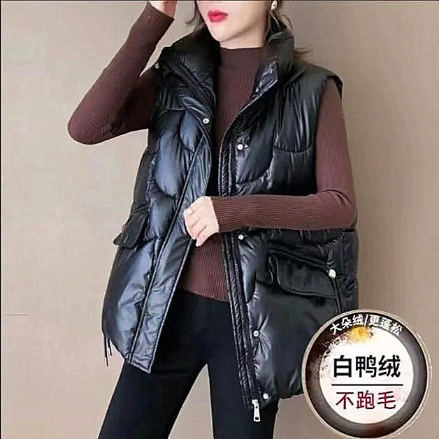 羽绒马甲女短款白鸭绒2024新款韩版时尚宽松洋气背心坎肩女式