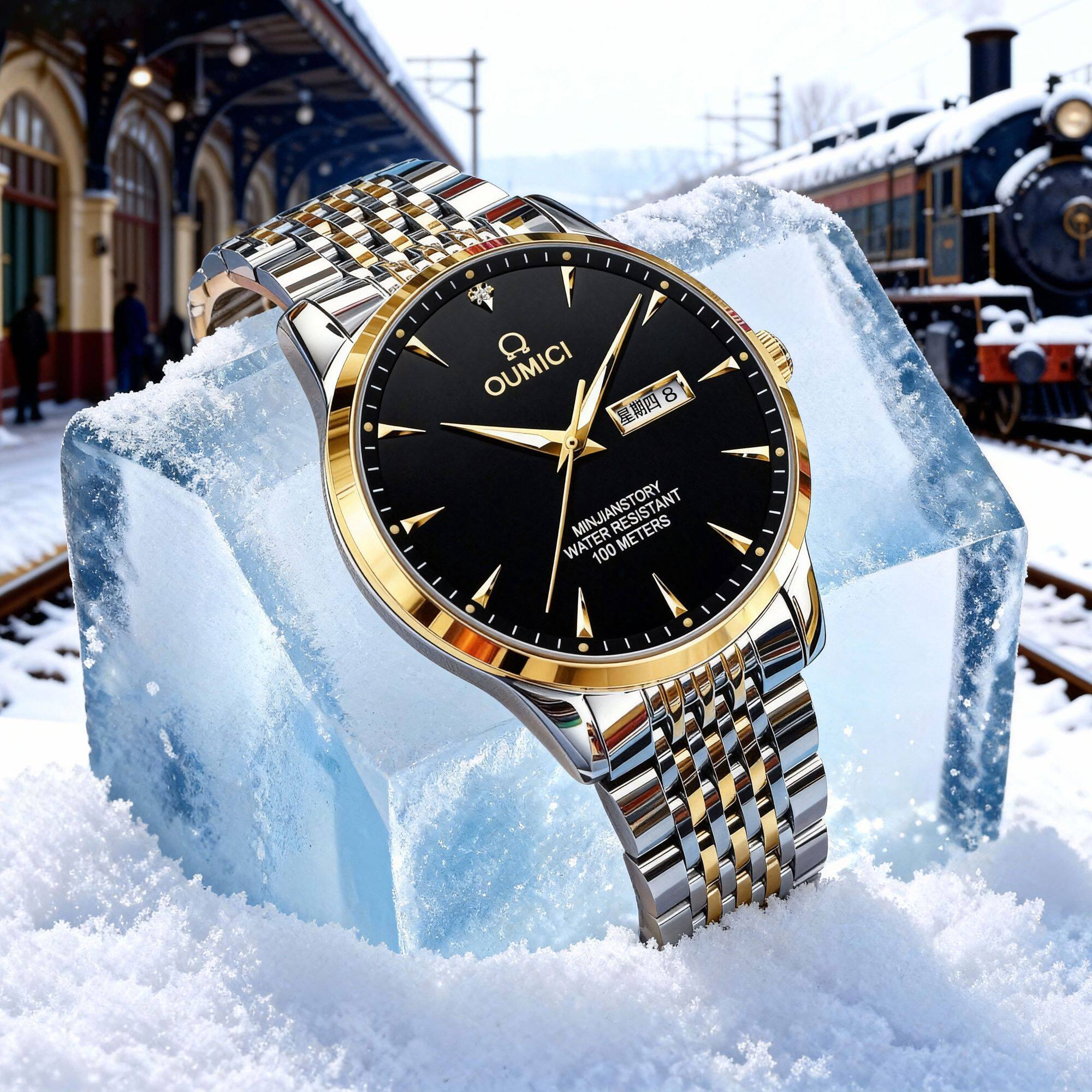 欧米男士手表全自动表防水夜光商务名表十大品牌间金色高端腕表