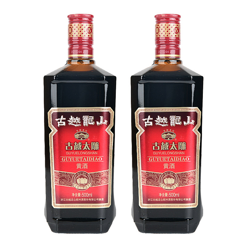 古越龙山绍兴黄酒六年陈古越太雕500ml*2瓶半甜型花雕酒