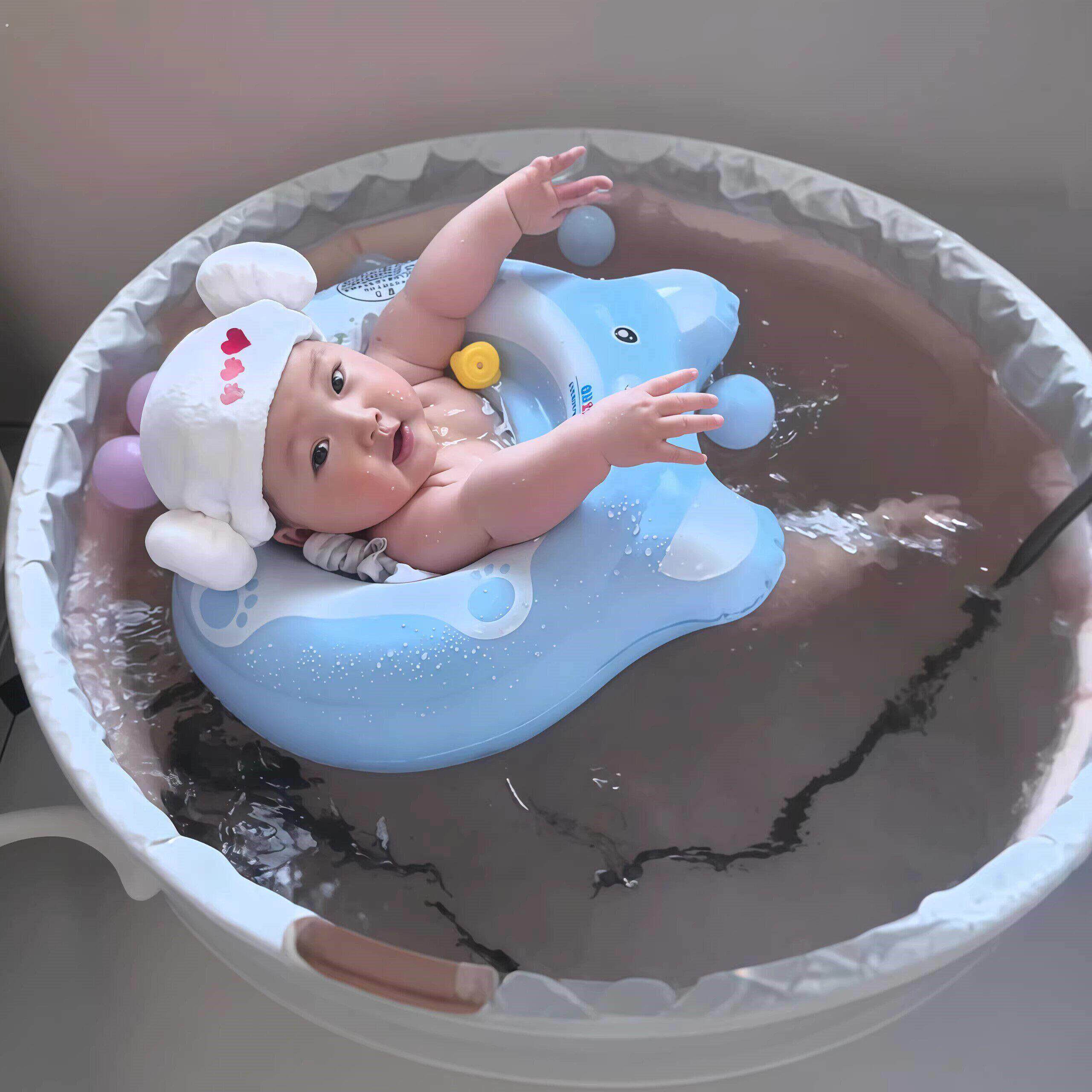婴儿游泳圈0到3个月腋下圈家用新生儿小月龄宝宝泡澡洗澡游泳脖圈