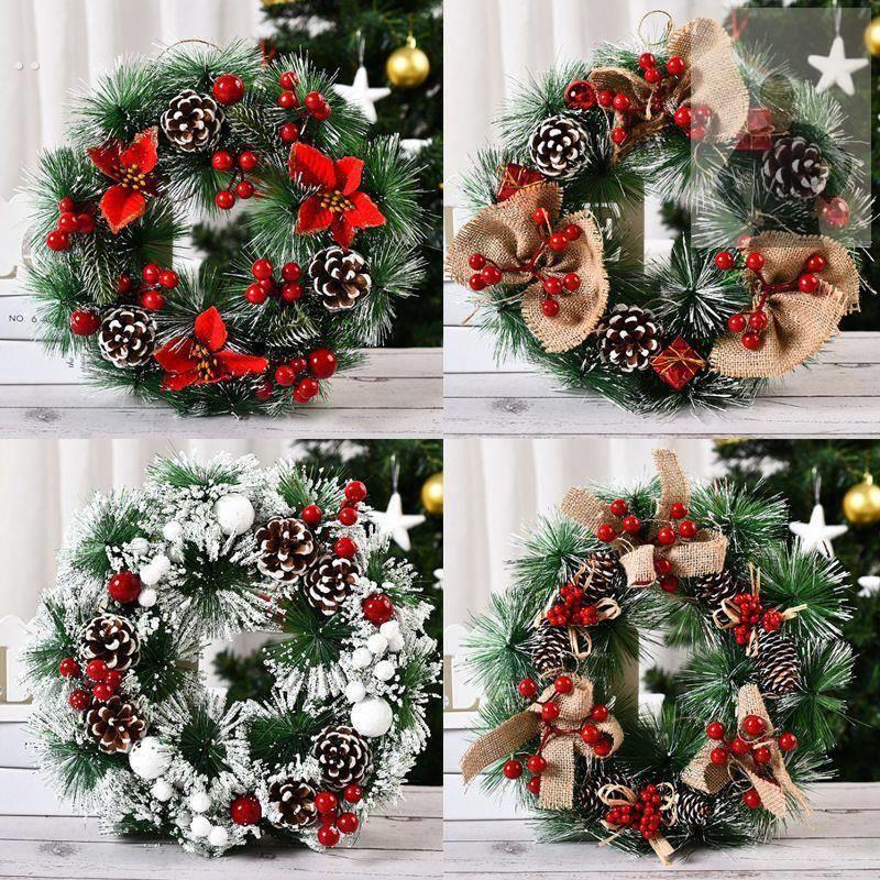 圣诞花环圣诞节装饰品门挂圣诞树花圈挂饰店铺橱窗场景布置墙挂
