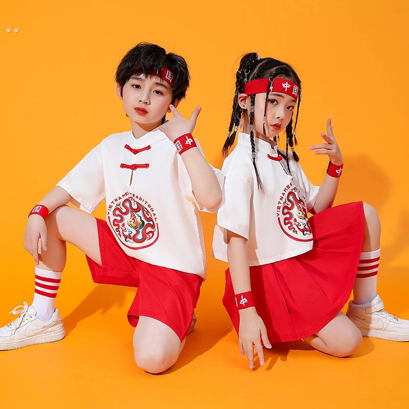 天地龙鳞演出服六一儿童啦啦队演出服幼儿园男女款舞蹈表演夏季小