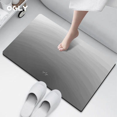 OGLY浴室地垫吸水防滑垫家用脚垫淋浴洗澡化妆室吸水软垫新中式