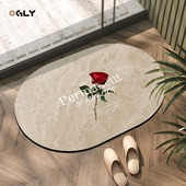 OGLY玫瑰花浴室吸水地垫硅藻泥软垫子卫生间脚垫门口浴室防滑地垫