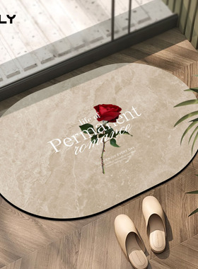 OGLY玫瑰花浴室吸水地垫硅藻泥软垫子卫生间脚垫门口浴室防滑地垫