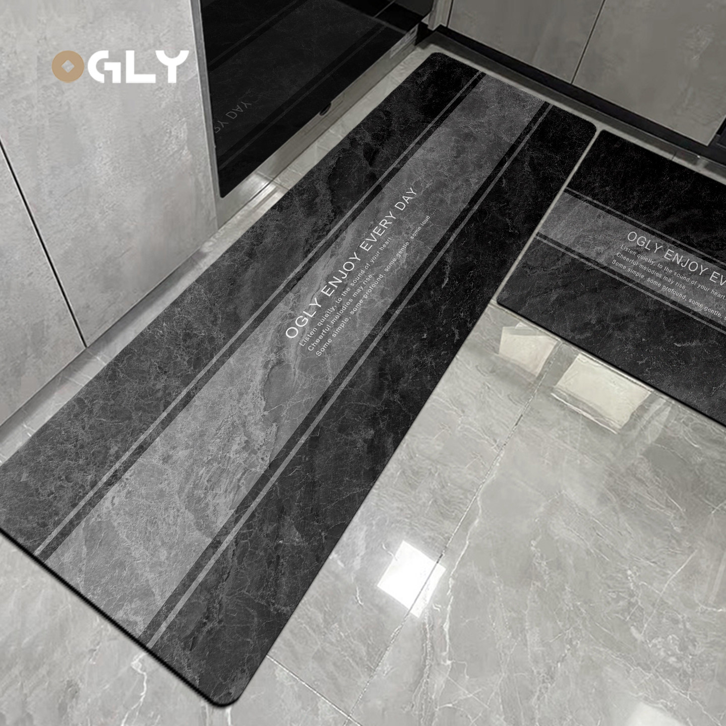 OGLY大理石纹厨房地垫吸水防滑