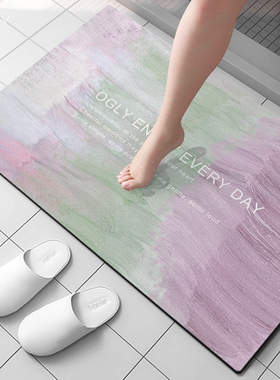 OGLY浴室地垫硅藻泥软垫吸水油墨画脚垫子卫生间厕所门口防滑地垫