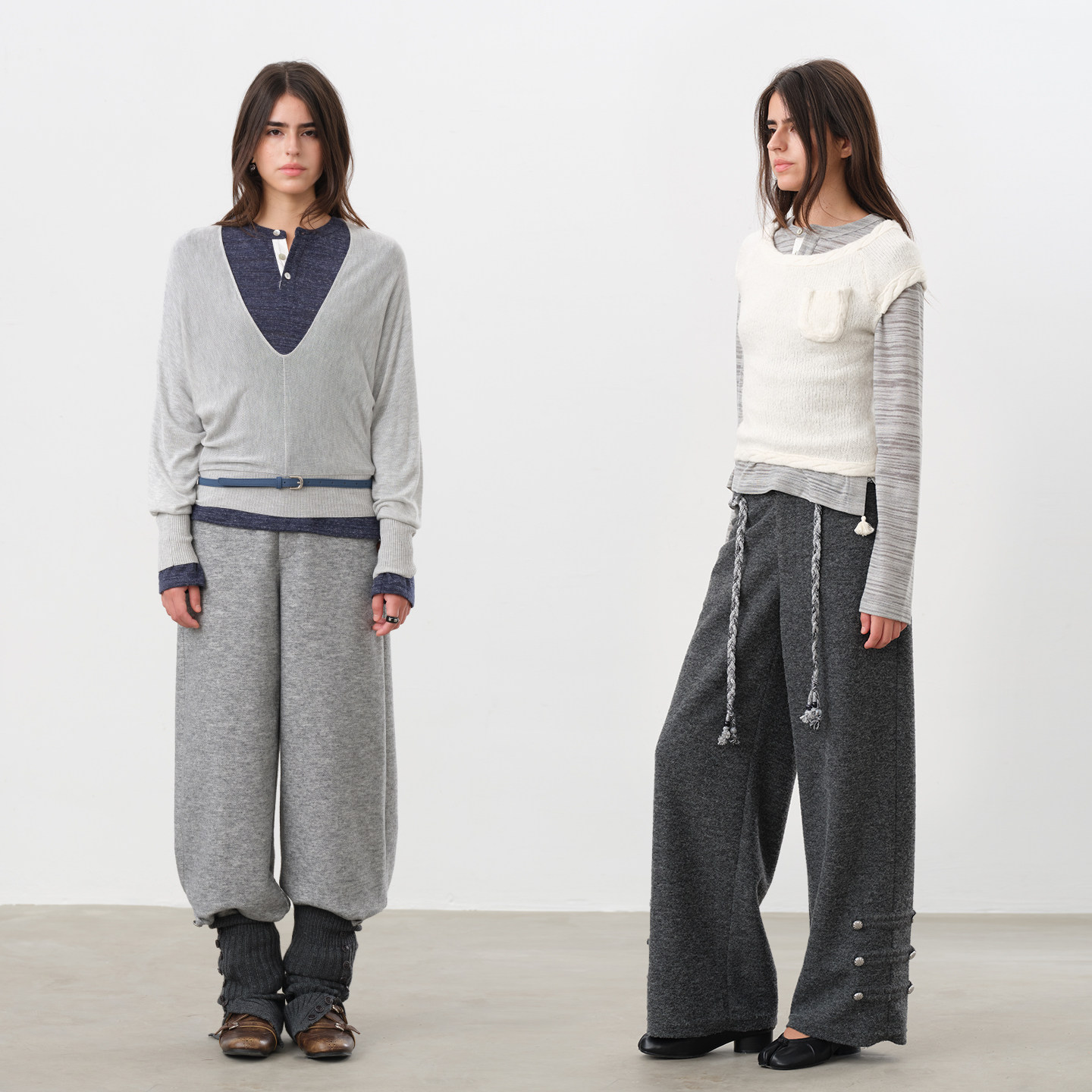 Howwell 马术侧扣羊毛长裤休闲宽松女中低腰直筒裤RIDING PANTS