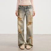 破洞牛仔裤 Howwell Chaos 糖钻蕾丝拼接 25AW Pink