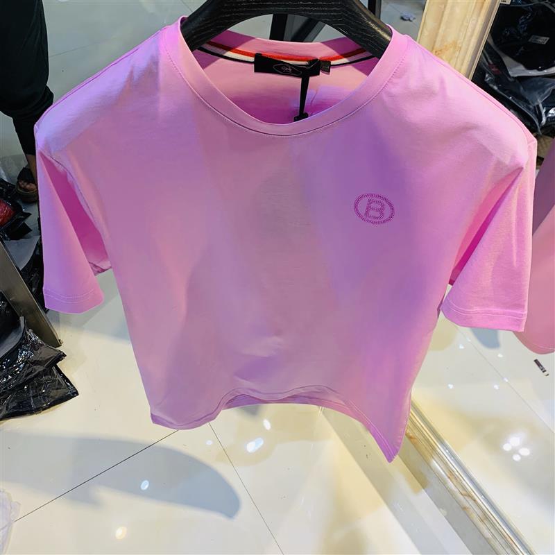 新品欧洲站丝光棉短袖T恤男纯色潮牌时尚休闲弹力修身简约体恤