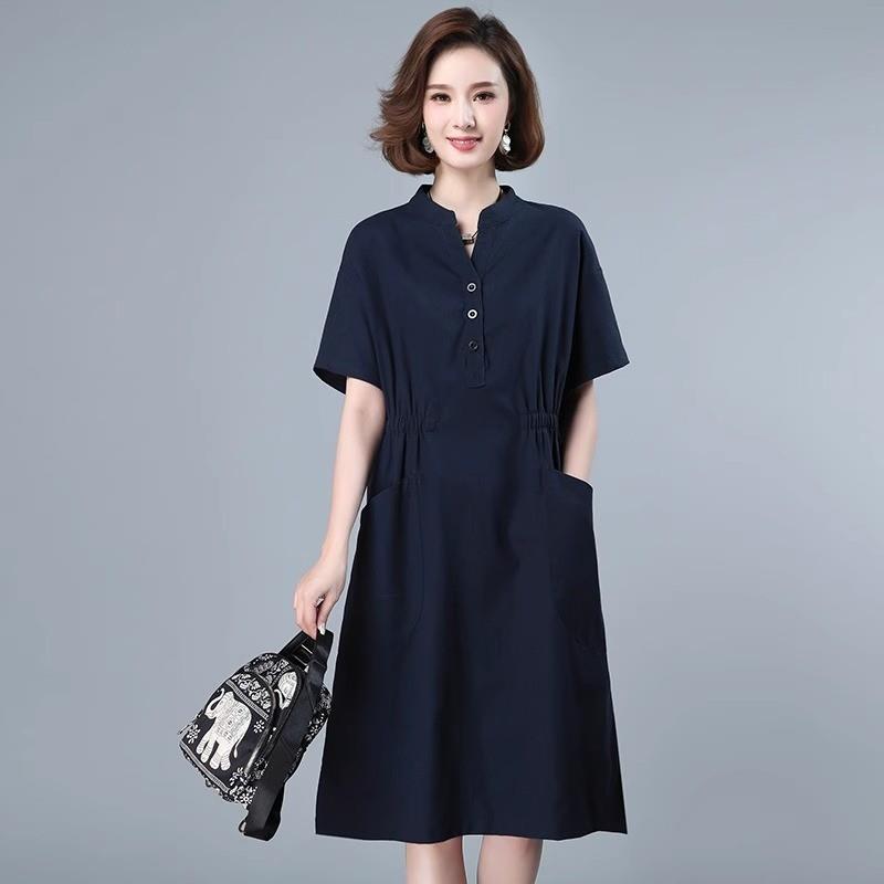 高档品牌2025新款可外穿睡裙女款睡衣夏季纯棉麻短袖连衣裙子夏天