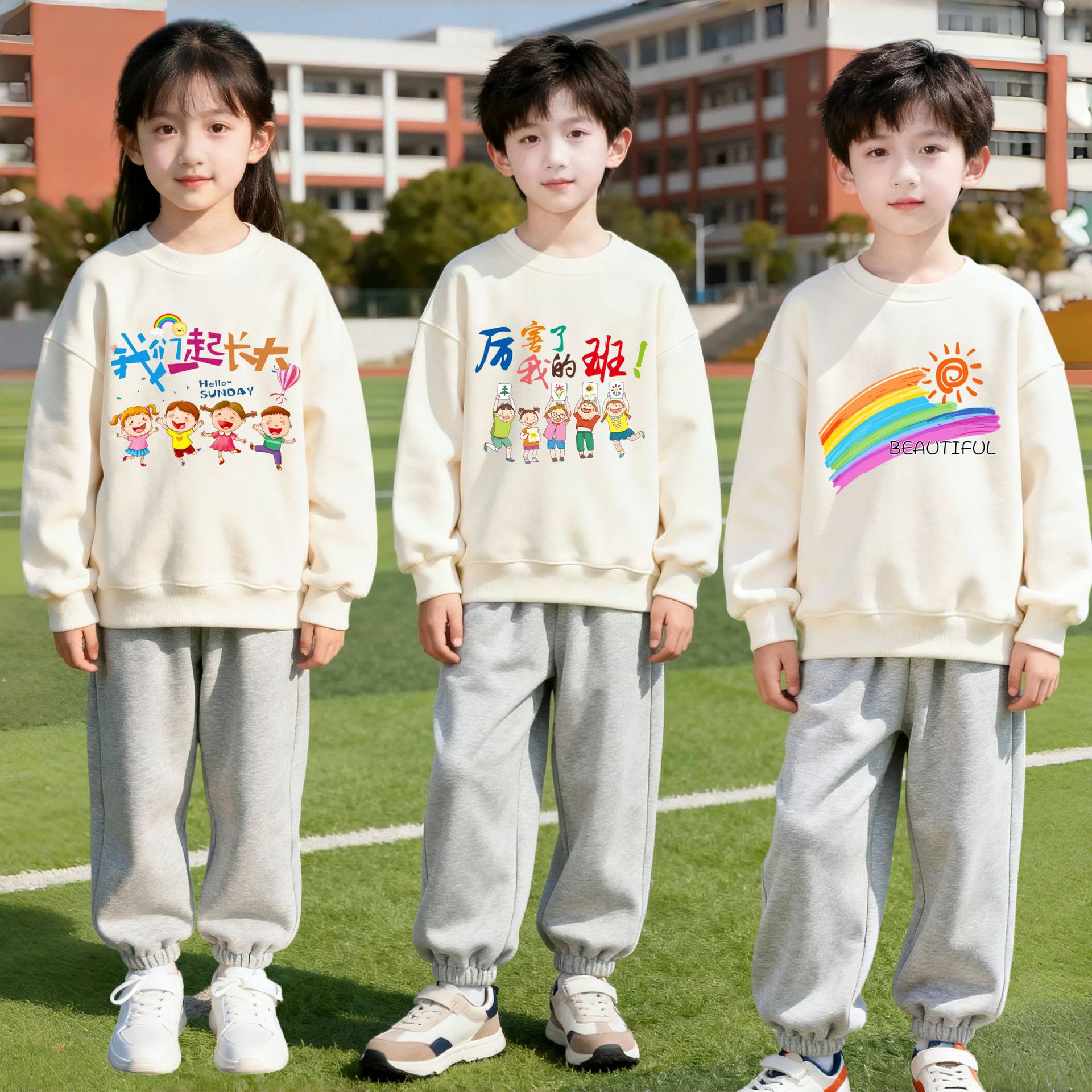 卫衣卫裤两件套装幼儿园亲子活动表演服装中小学生秋冬季运动会服