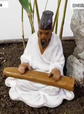 古景人物假陶瓷摆件下棋抚琴山流水中庭院鱼缸造动物盆式微景景观
