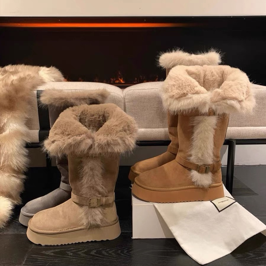 融雪时分～长筒雪地靴女2025冬季新款加绒加厚皮带扣两穿保暖棉鞋