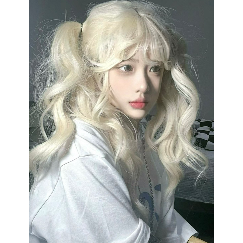 女生假发女长发白金色卷发假发女全头套lolita假发自然逼真假发套