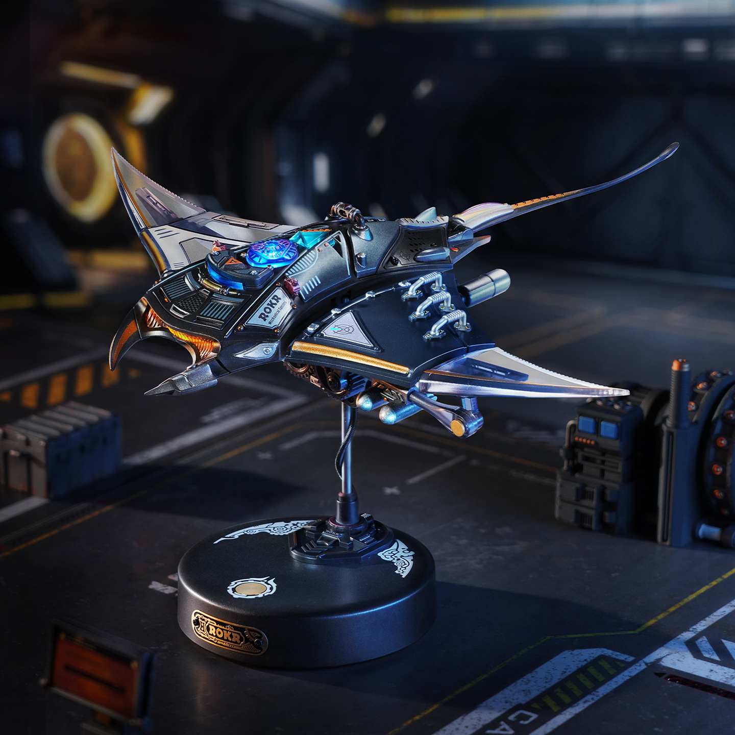 rokr若客机械物种魔鬼鱼生日礼物积木拼装模型手工立体拼图