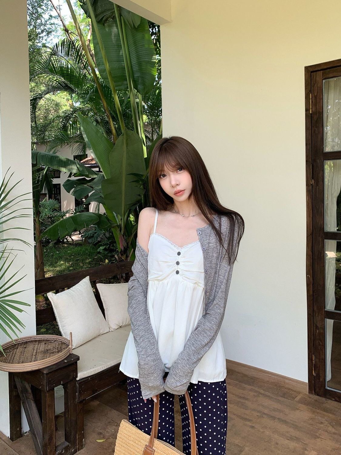 韩系蕾丝吊带背心开衫两件套