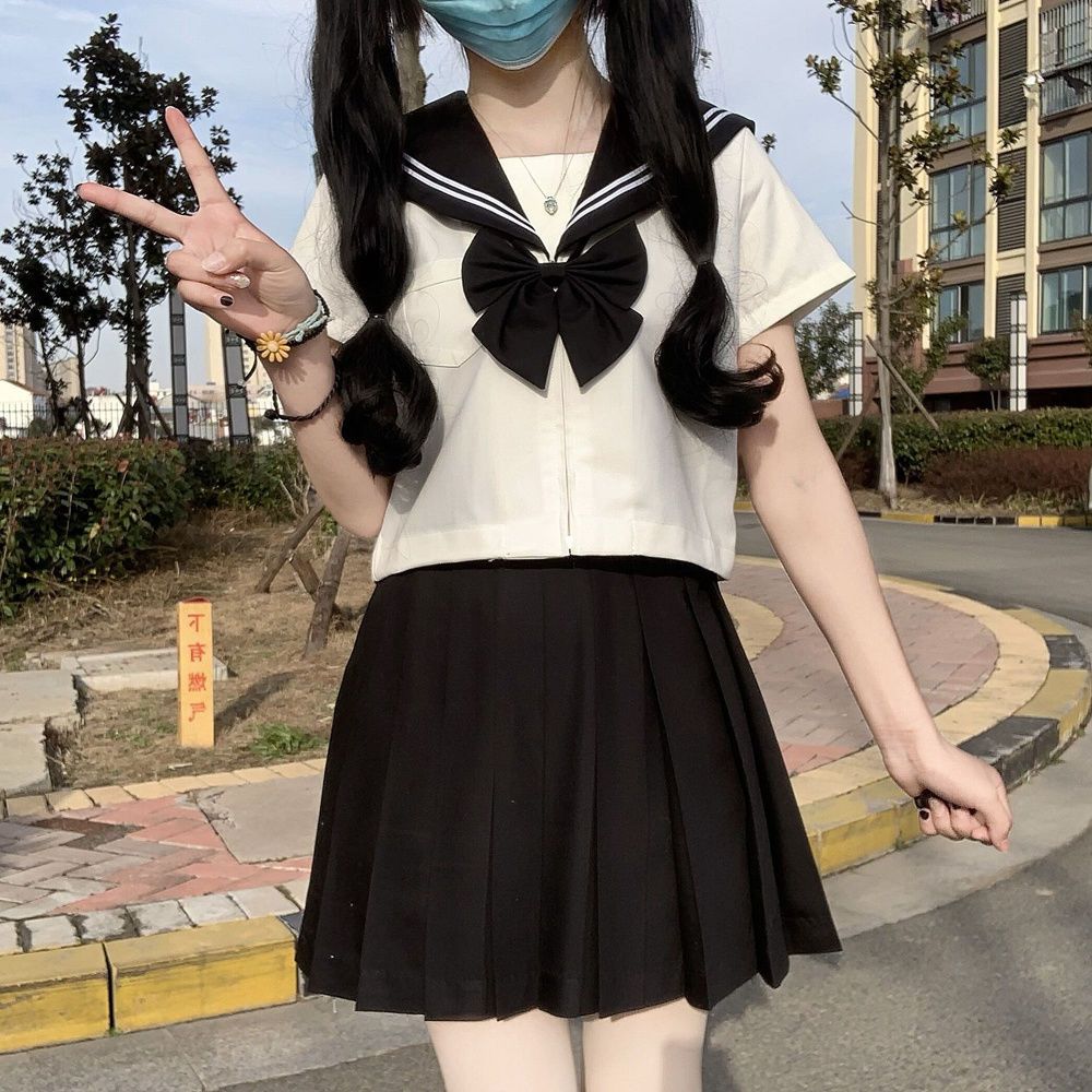 【神北JK】正统jk基础款正版中间服黑白三本二本制服裙日系水手服