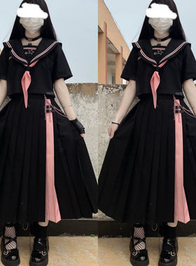 【木子酱JK】原创 星机兔&小恶熊制服长袖不良长裙春夏新款大刺绣