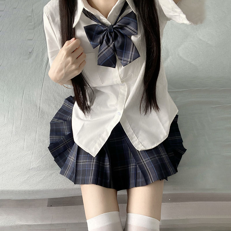 兔姬舍原创jk制服套装正版格裙夏季校供感日系学院风百褶裙全套女