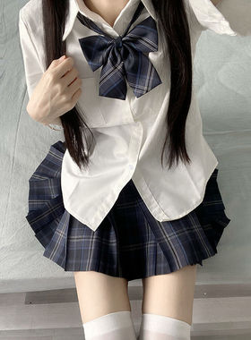 兔姬舍原创jk制服套装正版格裙夏季校供感日系学院风百褶裙全套女