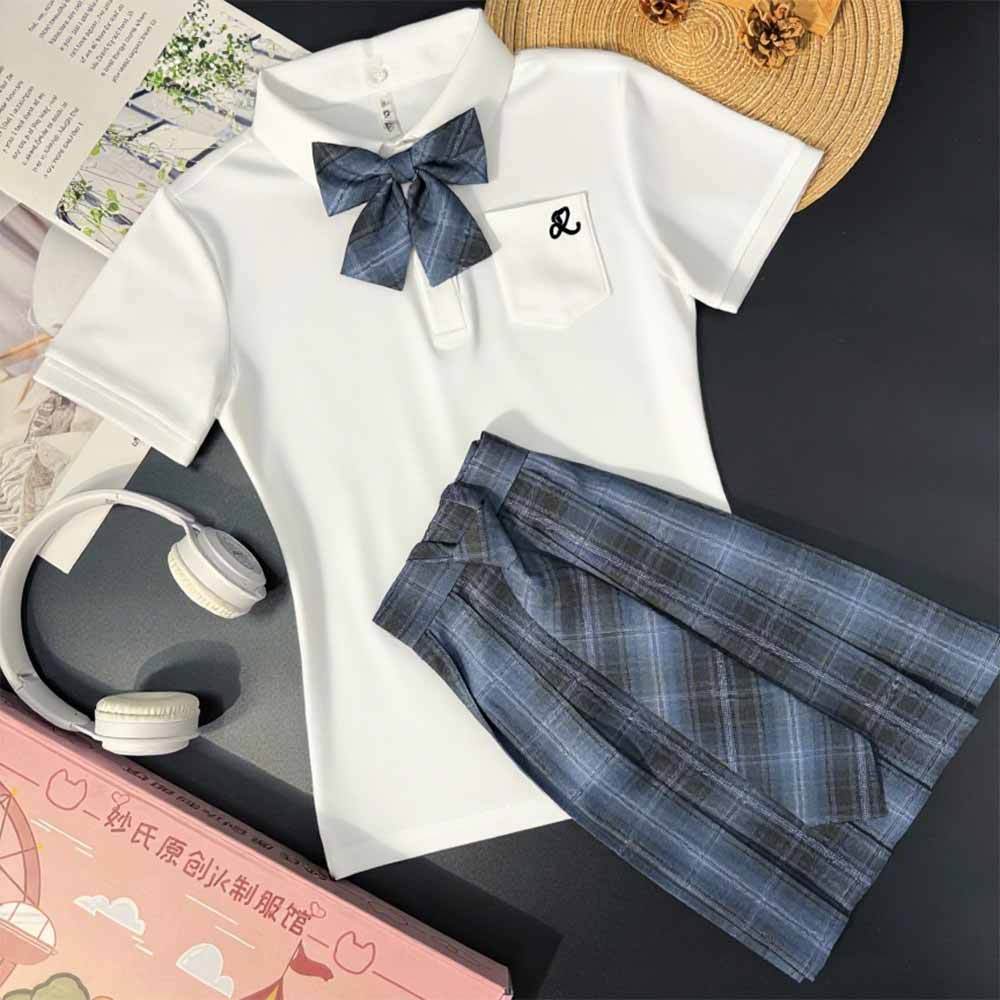 妙氏优品原创秋季2025雾池高校套装polo衫JK制服格裙正版多巴胺女