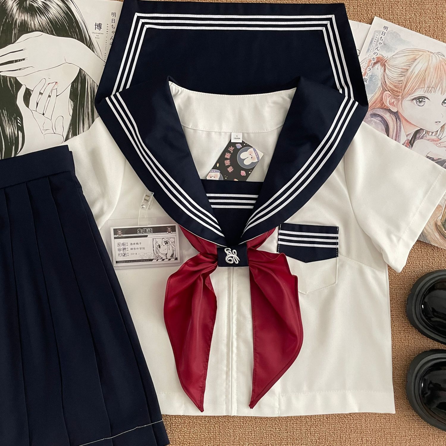 【格瑞斯】原创水手服jk制服套装学院风绀领白三本正版基础款