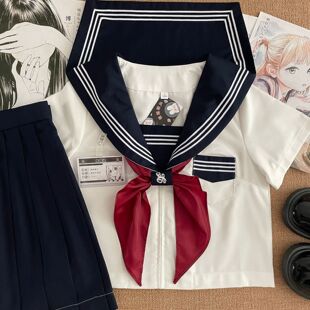 【格瑞斯】原创水手服jk制服套装学院风绀领白三本正版基础款