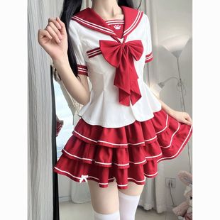 萌兔戀語jk制服水手服妙也可套裝 制服裙子正統紅二本日系原創正版