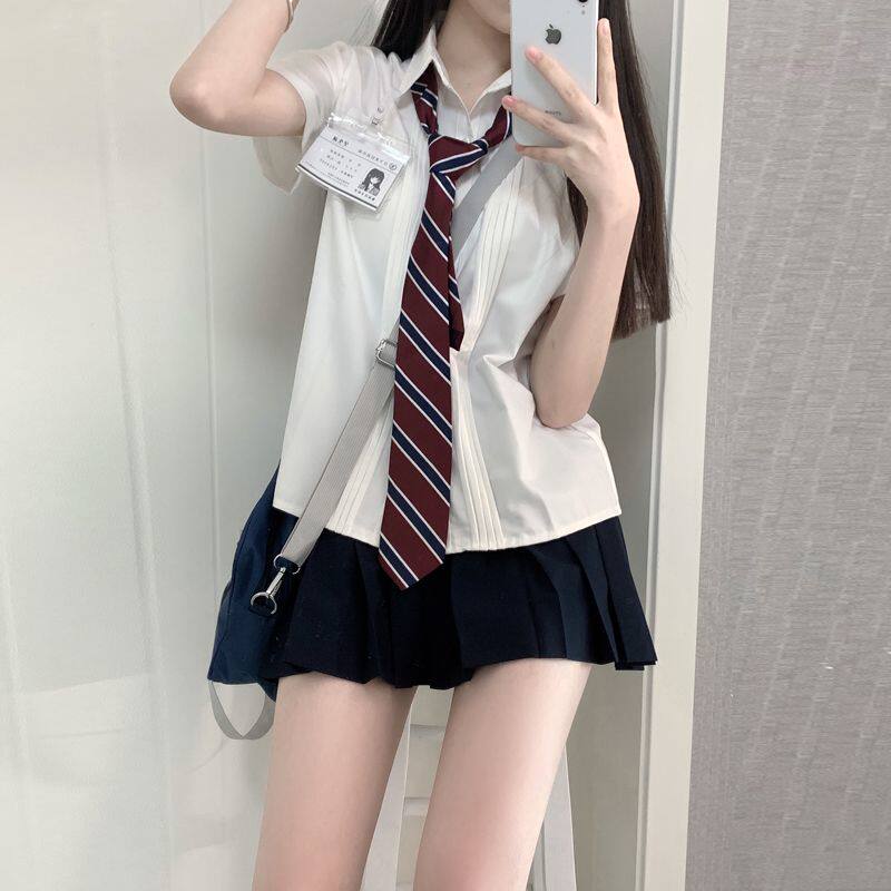 原创jk衬衫风琴褶白衬衫基础款班服毕业照学院风长袖jk上衣衬衣女