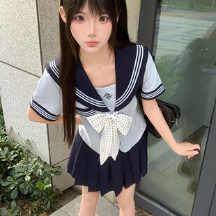 织野鹿原创jk正版水手服秋冬叠穿开衫毛衣长袖外套日系学院风套装