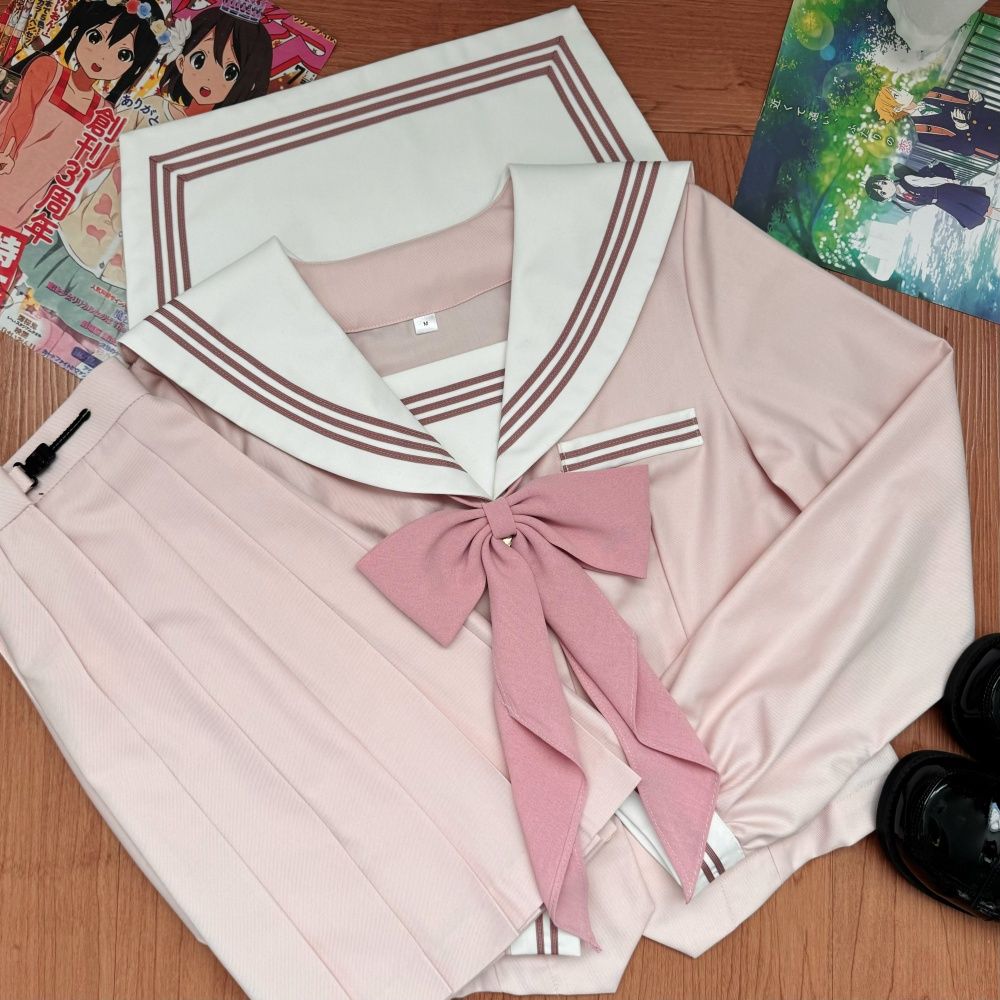 知半城正版原创jk制服粉色收腰水手服学院风日系中间服班服套装女